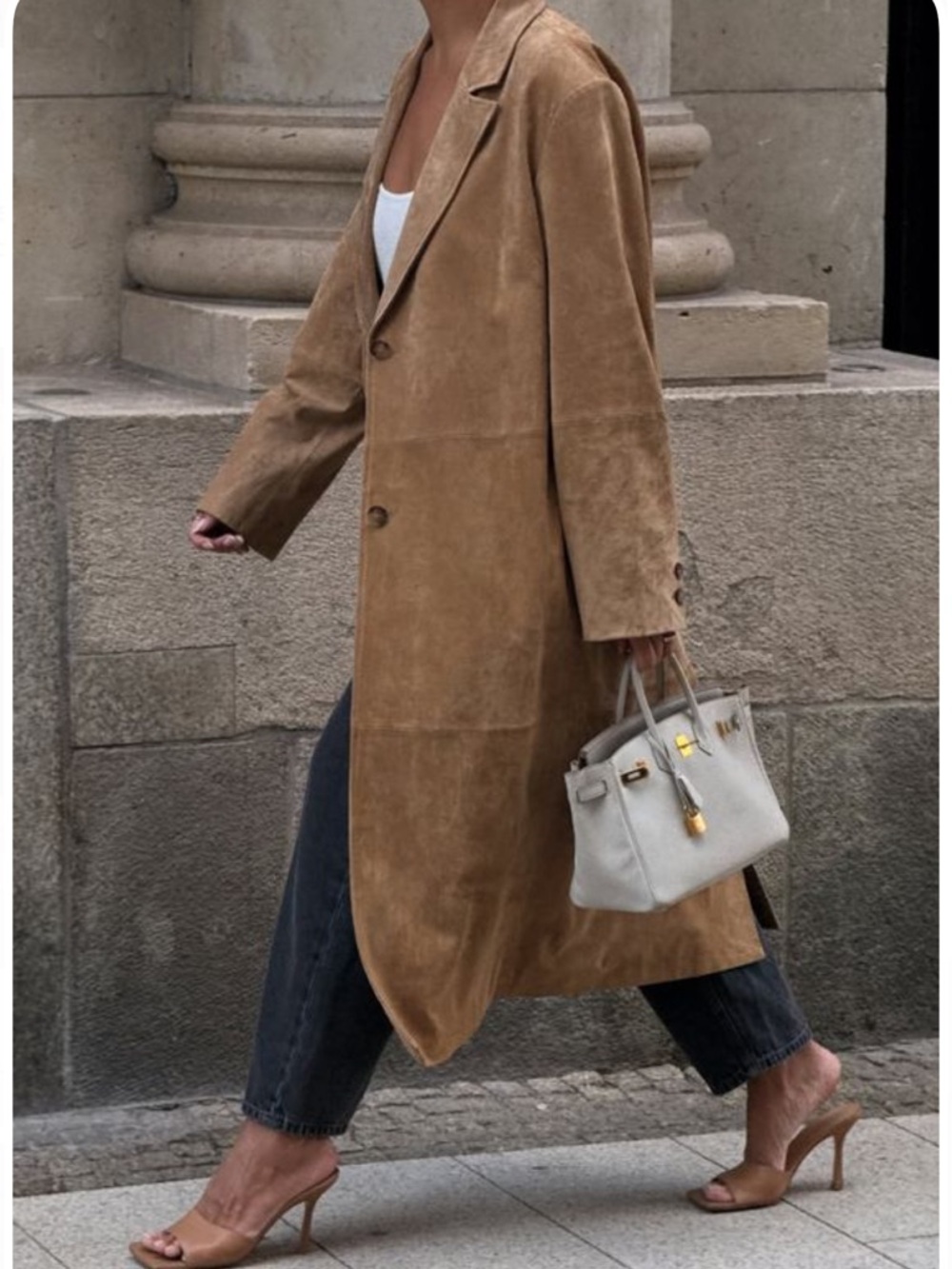 Zara Leather Collection Suede Coat in Tan - Picture 1 of 12
